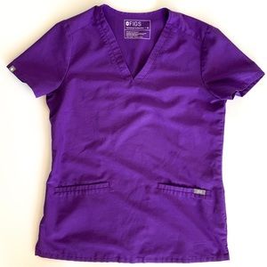 Figs Violet Scrub V-Neck Top Size Extra Small (XS)